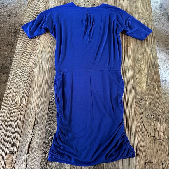 Athleta Womens Solstice Ruched Cowl Neck  Dress Sz M Modal Wool Stretch Sapphire - Picture 6 of 11